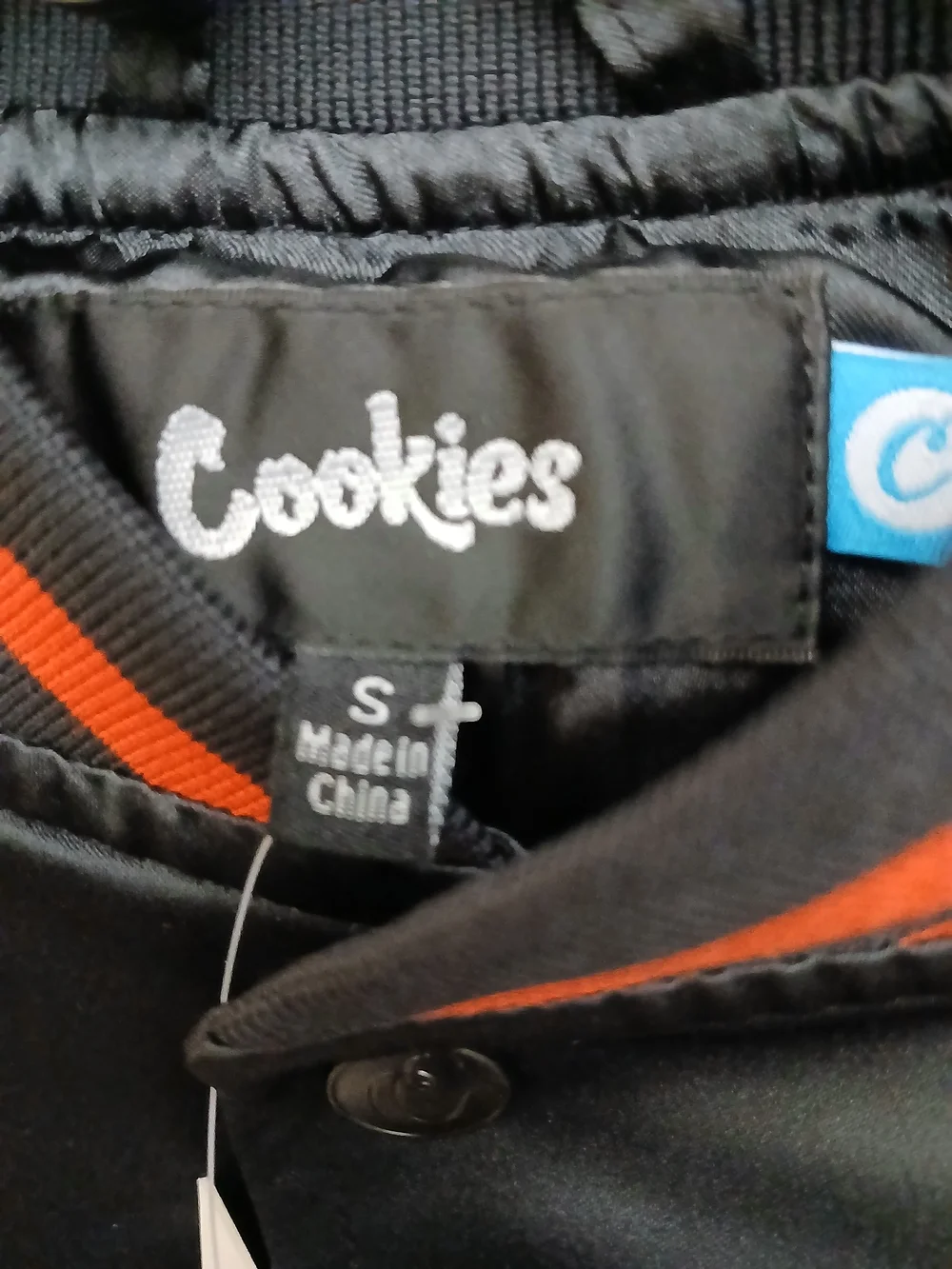 Cookies Black/Orange Satin Jacket with  and White Script Sizes S /M/L New $85 - Picture 9 of 9
